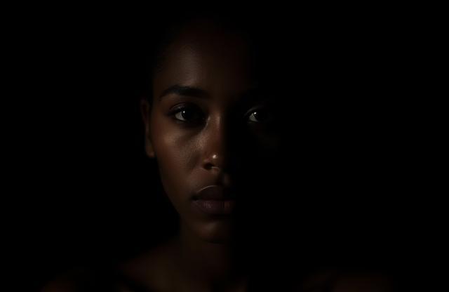 Artistic studio portrait with dramatic lighting