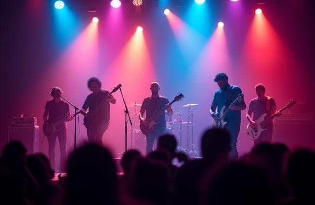 Dynamic photo of musicians performing at an event