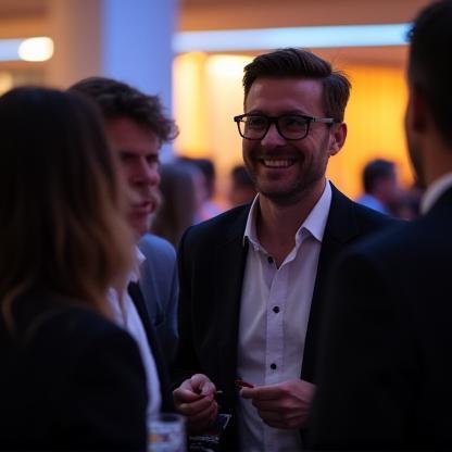 Photo of people at a corporate event networking